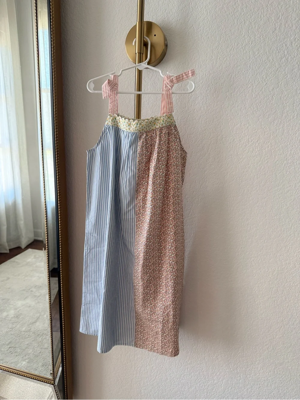 Zara Blue Stripe & Pink Floral Girls Nightgown